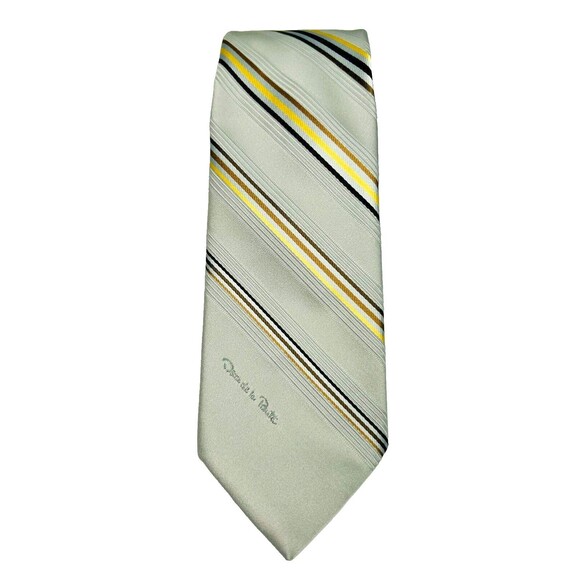 NWT Vintage Oscar de la Renta 1980s‎ Luxury Necktie Tie Striped Designer Gray - Picture 1 of 9